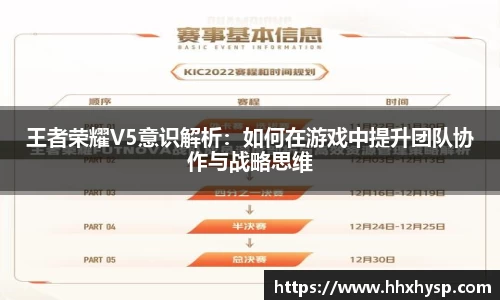 王者荣耀V5意识解析：如何在游戏中提升团队协作与战略思维